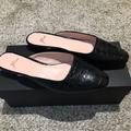 J. Crew Shoes | J Crew Black Alligator Leather Slides Size 8 1/2 | Color: Black | Size: 8.5