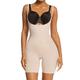 SHAPERX Tummy Control Shapewear for Women Seamless Fajas Bodysuit Open Bust Mid Thigh Body Shaper Shorts, Beige, Large