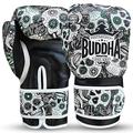 BUDDHA FIGHT WEAR - Mexican Boxing Gloves - Muay Thai - Kick Boxing Synthetic Leather - GS-3 Inner Padding - Impact Protection - Color Black - Size 16 Oz