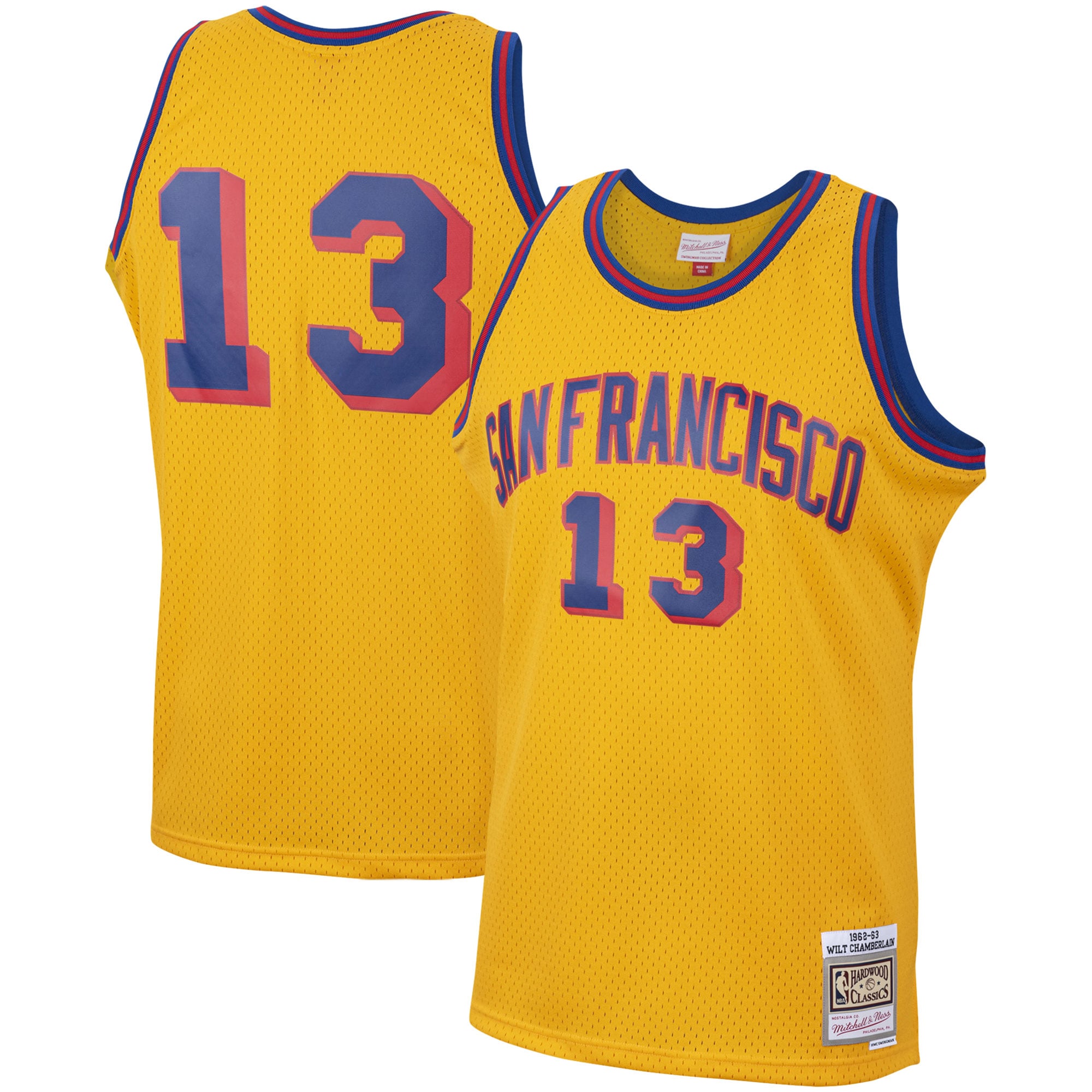 Maillot Swingman Mitchell & Ness Wilt Chamberlain Gold San Francisco Warriors 1962/63 Hardwood Classics pour homme - Homme Taille: M