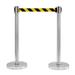 VIP Crowd Control 36" Retractable Belt Queue Safety Stanchion Barrier (2 Mirror Post w/78" Black/Yellow Belt) in Gray | Wayfair 1011