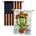 Breeze Decor Mr Cactus Cinco De Mayo 2-Sided Polyester 40 H x 28 W House Flag in Brown/Gray | 40 H x 28 W in | Wayfair