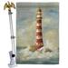 Breeze Decor Lighthouse By The Sea 2-Sided Polyester 40 x 28 in. Flag Set in Gray | 40 H x 28 W in | Wayfair BD-NA-HS-107060-IP-BO-02-D-US18-WA