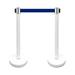 VIP Crowd Control 36" Retractable Belt Queue Safety Stanchion Barrier (2 Posts w/78" Blue Belt) in White | 36 H x 78 W x 12 D in | Wayfair 1002WHT