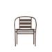 Ebern Designs Siyam Metal Restaurant Stack Outdoor Chair w/ Aluminum Slats in Brown | 28.5 H x 21.5 W x 24 D in | Wayfair
