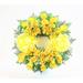 The Holiday Aisle® 18" Memorial Cemetery Rosebud Wreath w/ Wire Easel Silk in Yellow | 18 H x 18 W x 5 D in | Wayfair