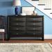 Red Barrel Studio® Cortese 8 Drawer 58.5" W Double Dresser Wood in Black/Brown | 40.75 H x 58.5 W x 16.75 D in | Wayfair