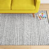 Gray 60 x 0.25 in Area Rug - Union Rustic Kallye Chevron Striped Flatweave Ivory/Light Indoor/Outdoor P.E.T. Area Rug Recycled P.E.T./Cotton | Wayfair