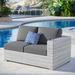 Rosecliff Heights Convene Outdoor Patio Left-Arm Loveseat Wicker/Rattan in Gray/Blue | 25.5 H x 56.5 W x 35 D in | Wayfair