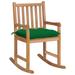 Red Barrel Studio® Rocking Chair Outdoor Patio Rocking Chair w/ Cushion Teak Wood/ in Green | 41.73 H x 22.83 W x 36.42 D in | Wayfair