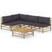 Bay Isle Home™ 5 Piece Patio Lounge Set w/ Cushions Bamboo Wood in Gray | 23.62 H x 25.59 W x 27.56 D in | Wayfair 3DDD25B111DD4D6BA9CB32541530AD9F