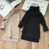 Melario-Robe à col roulé pour petite fille de 2 à 6 ans pull couleur unie collection automne