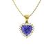 Diamondere Natural and Certified Heart Cut Tanzanite and Diamond Halo Necklace in 9ct Yellow Gold | 1.36 Carat Pendant with Chain