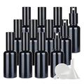 ZEOABSY Pack of 24, 50ml Glossy Black Glass Perfume Spray Bottles with Sprayer, 50 ml Refillable Empty Fine Mist Travel Atomiser Sprayers, Ideal for Makeup Care Household Cleaning + 2 x Funnel