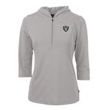 Women's Cutter & Buck Gray Las Vegas Raiders Virtue Eco Pique Half-Zip 3/4 Sleeve Pullover Hoodie