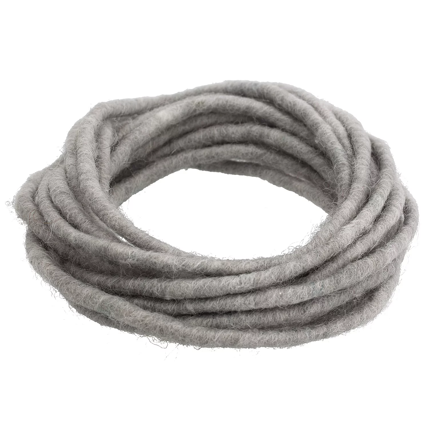 Cordelette en laine feutrée, gris, env. 7 mm Ø, 5 m