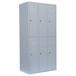 Lüllmann 6er Spind Garderobenschrank Spindschrank Kleiderspind 180 x 88,5 x 50cm Lichtgrau 520230 Image