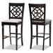 Alexandra Modern and Contemporary Grey Fabric Upholstered and Espresso Brown Finished Wood 2-Piece Bar Stool Set