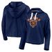 Women's Fanatics Branded Heathered Navy Chicago Bears Historic Logo Sport Resort Vintage Arc Cropped Raw Edge Pullover Hoodie