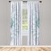 East Urban Home Microfiber Floral Semi-Sheer Rod Pocket Curtain Panels Microfiber in Green/Blue | 84 H in | Wayfair