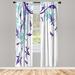 East Urban Home Microfiber Floral Semi-Sheer Rod Pocket Curtain Panels Microfiber in White/Indigo | 95 H in | Wayfair