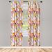 East Urban Home Microfiber Floral Semi-Sheer Rod Pocket Curtain Panels Microfiber in Pink/Yellow | 63 H in | Wayfair