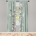 East Urban Home Microfiber Floral Semi-Sheer Rod Pocket Curtain Panels Microfiber in Green/Blue | 28" W x 63" L | Wayfair