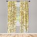 East Urban Home Microfiber Floral Semi-Sheer Rod Pocket Curtain Panels Microfiber in Brown/White | 63 H in | Wayfair