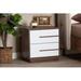 Latitude Run® Sheldon Two-Tone White & Walnut Finished 2-Drawer Wood Nightstand Wood in Brown/White | 15.7 H x 18.9 W x 19.1 D in | Wayfair