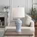 Kelly Clarkson Home Maggie 25" White/Blue Table Lamp Ceramic/Linen in Blue/White | 24.5 H x 13 W x 13 D in | Wayfair