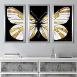 Rosdorf Park Gold Butterfly by Jodi - 3 Piece Picture Frame Graphic Art Plastic/Acrylic in Black/White | 40.5 H x 25.5 W x 1 D in | Wayfair