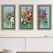 Red Barrel Studio® Country Florals - 3 Piece Picture Frame Painting Plastic/Acrylic in Blue/Green/Pink | 27.5 H x 46.5 W x 0.75 D in | Wayfair