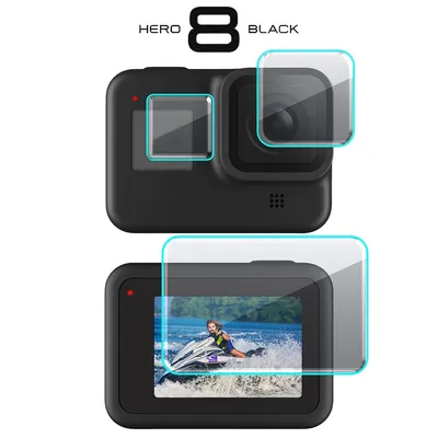 Coque de Protection d'écran en verre trempé pour GoPro Hero 8 Film de Protection de lentille noire