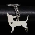 Porte-clés chien Chihuahua pour femme bijoux en argent acier inoxydable K922S01 2024