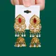 Boucles d'oreilles indiennes en alliage de cristal rouge bijoux de mariage oxydé moindres perles