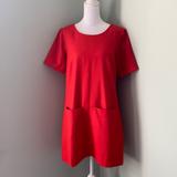 J. Crew Dresses | J Crew Red Wool Dress With Front Pockets | Color: Red | Size: 2