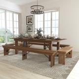 8' x 40" Antique Rustic Folding Farm Table and Four Bench Set