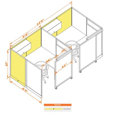 Cubicle with Sliding Door 67H 2pack Inline