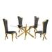 Best Quality Furniture Gold Dining Set w/ High-Back Dining Chairs