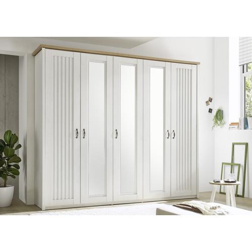 Kleiderschrank 5-türig 265 cm Pinie weiss Eiche Trentino