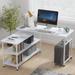 L-Shaped Rotating Computer Desk with Storage Shelves