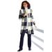 Plus Size Women's Jacquard Open Front Duster Sweater by Woman Within in Ivory Buffalo Plaid (Size 2X)