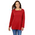 Plus Size Women's Perfect Long-Sleeve Square-Neck Tee by Woman Within in Classic Red (Size 22/24) Shirt