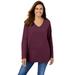 Plus Size Women's Perfect Long-Sleeve V-Neck Tee by Woman Within in Deep Claret (Size 6X) Shirt
