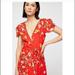 Free People Dresses | Free People Gorgeous Jess Floral Wrap Dress | Color: Red | Size: Xs