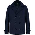 Tokyo Laundry Men's Uxmal Double Breasted Pea Coat with Funnel Neck Insert - Navy - XL