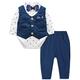 mintgreen Baby Boys Formal Outfit Suit Newborn Gentleman Wedding Waistcoat Tuxedo Long Sleeve Winter 3 Pieces Bodysuit, Navy Blue, 9-12 Months