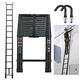 6.2M Telescopic Ladder 20.3ft Extension Ladder with Hooks, Portable Loft Ladders Aluminium, Extendable 15 Steps, Multi-Purpose Collapsible Ladder for Home Attic Gutters