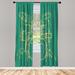 East Urban Home Microfiber Floral Semi-Sheer Rod Pocket Curtain Panels Microfiber in Green/Blue/Yellow | 84 H in | Wayfair