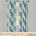 East Urban Home Microfiber Floral Semi-Sheer Rod Pocket Curtain Panels Microfiber in Green/Gray/Blue | 63 H in | Wayfair